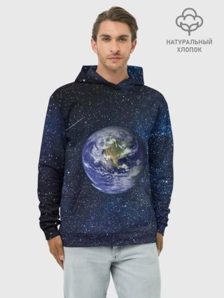 Худи мужской база хлопок / Земля в космосе