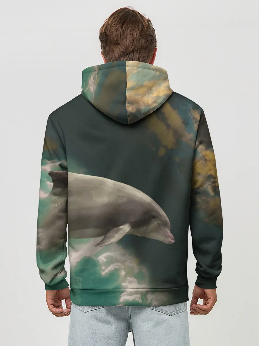 Худи мужской база хлопок / Дельфин в облаках