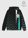 Худи мужской база хлопок / МЕРСЕДЕС / AQUA BLACK GRADIENT