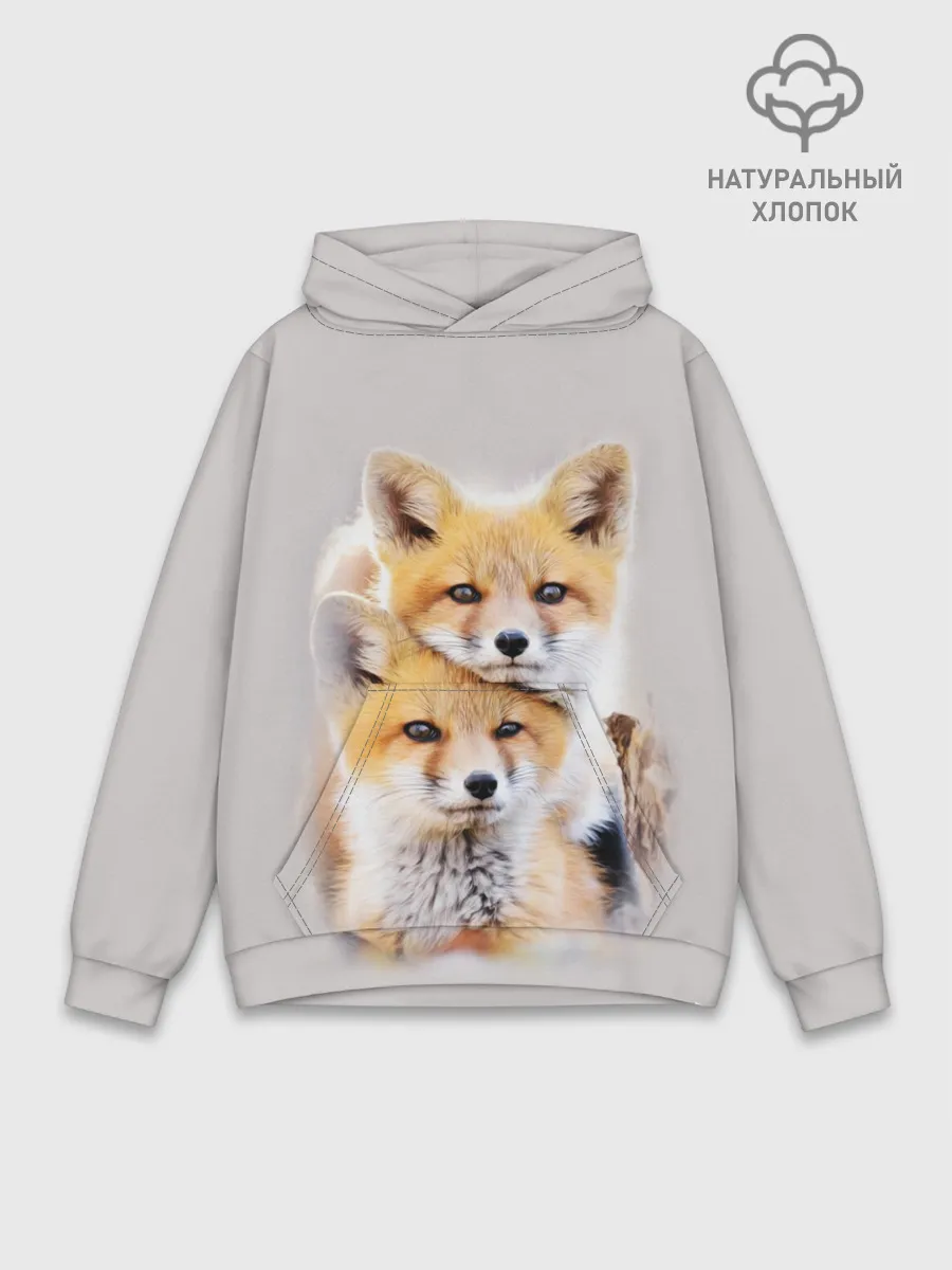 Худи мужской база хлопок / Лисята