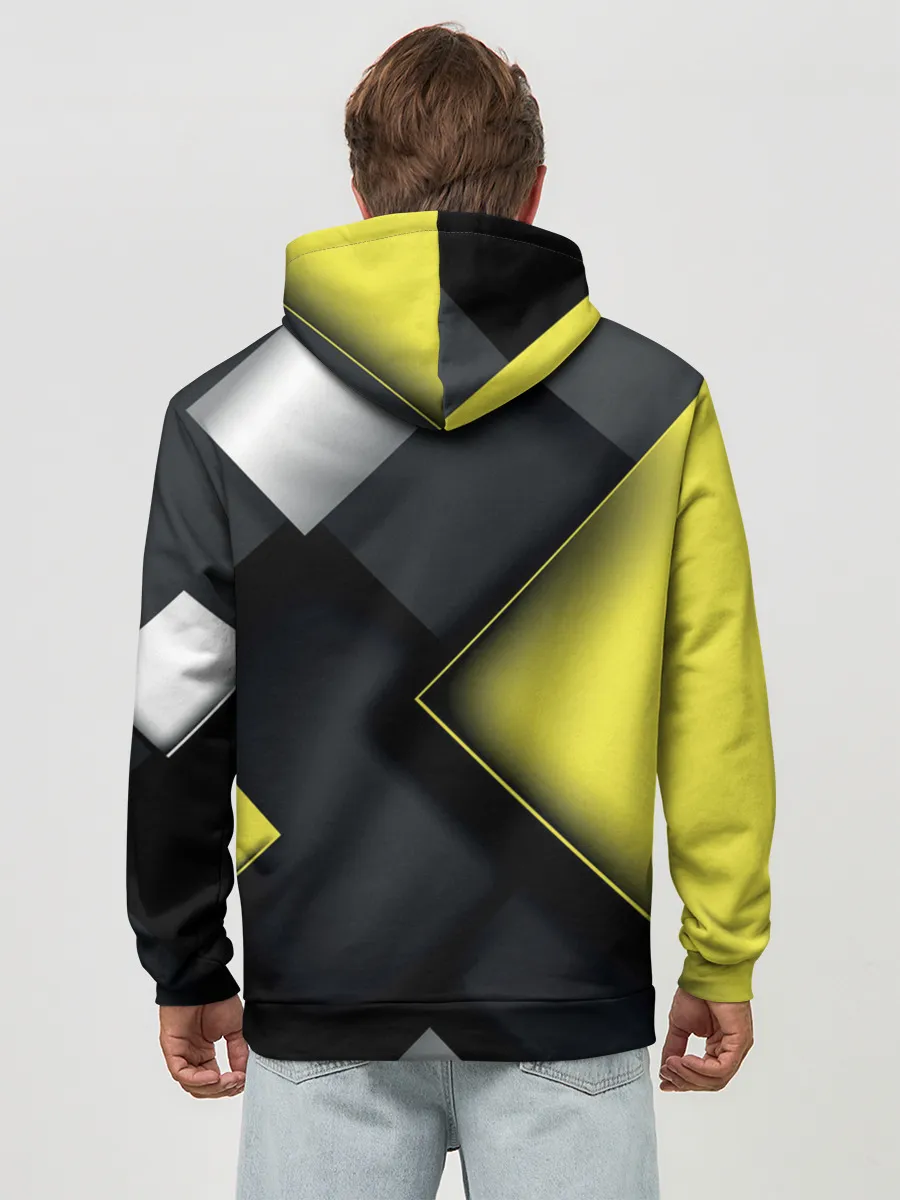 Худи мужской база хлопок / Желто черный ромб