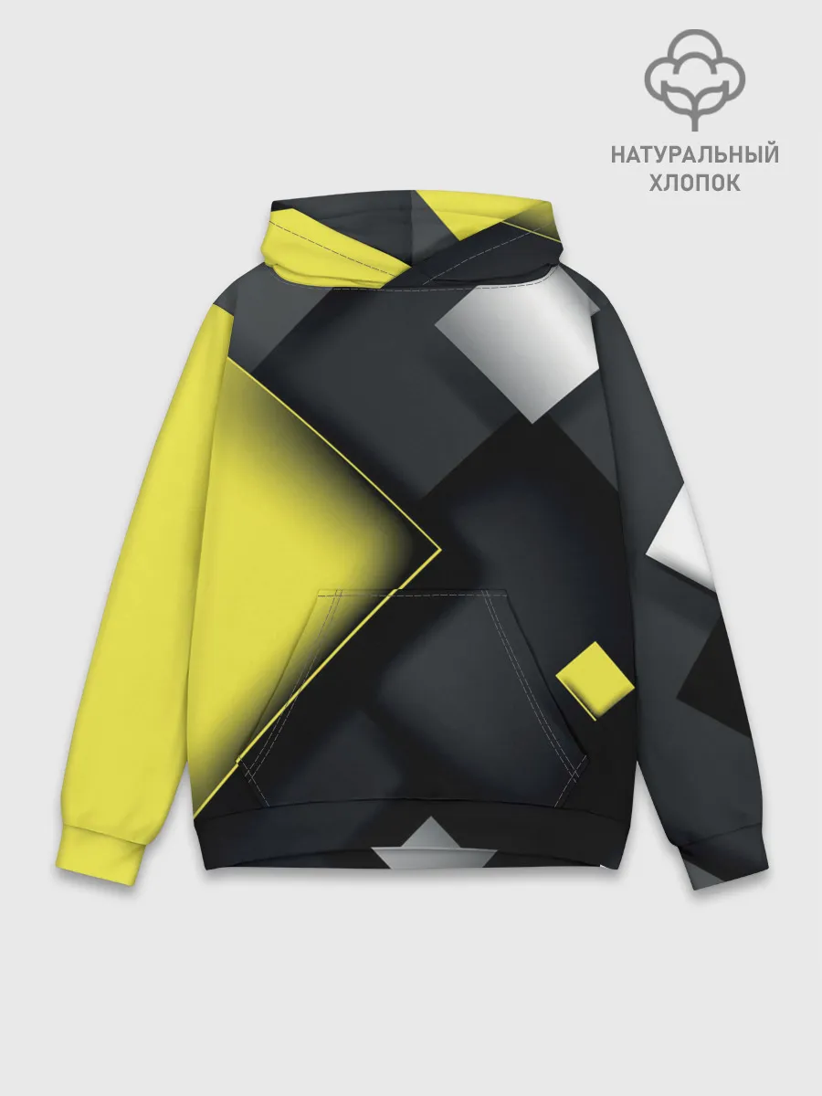 Худи мужской база хлопок / Желто черный ромб