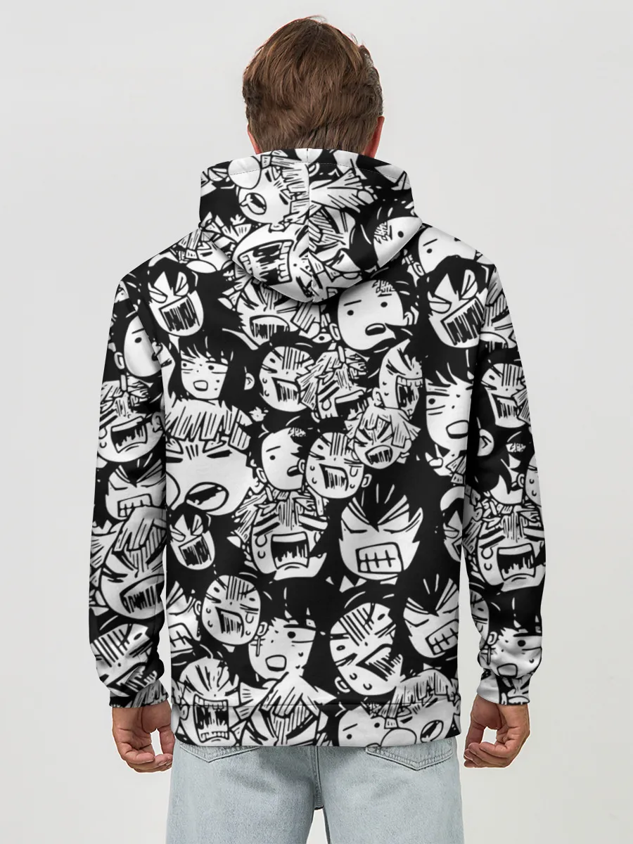 Худи мужской база хлопок / DEMON SLAYER / ЛИЦА / УЗОР