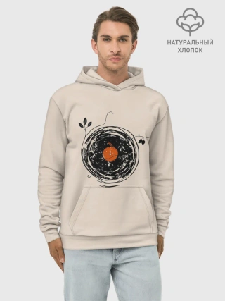 Худи мужской база хлопок / Natural Vinyl Records Vintage