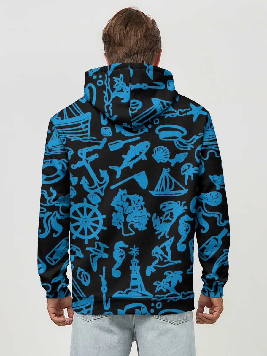 Худи мужской база хлопок / Морская тема