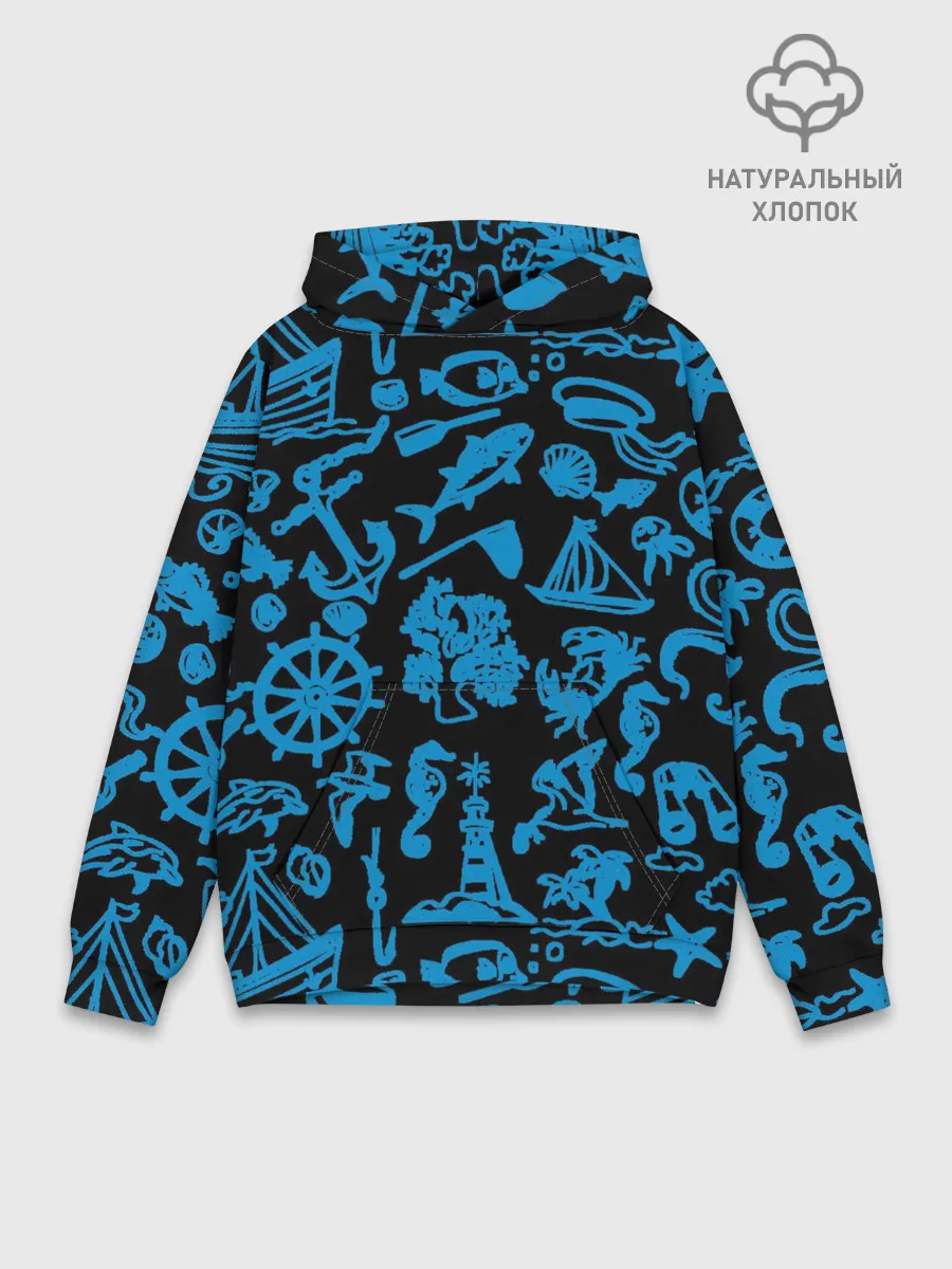 Худи мужской база хлопок / Морская тема