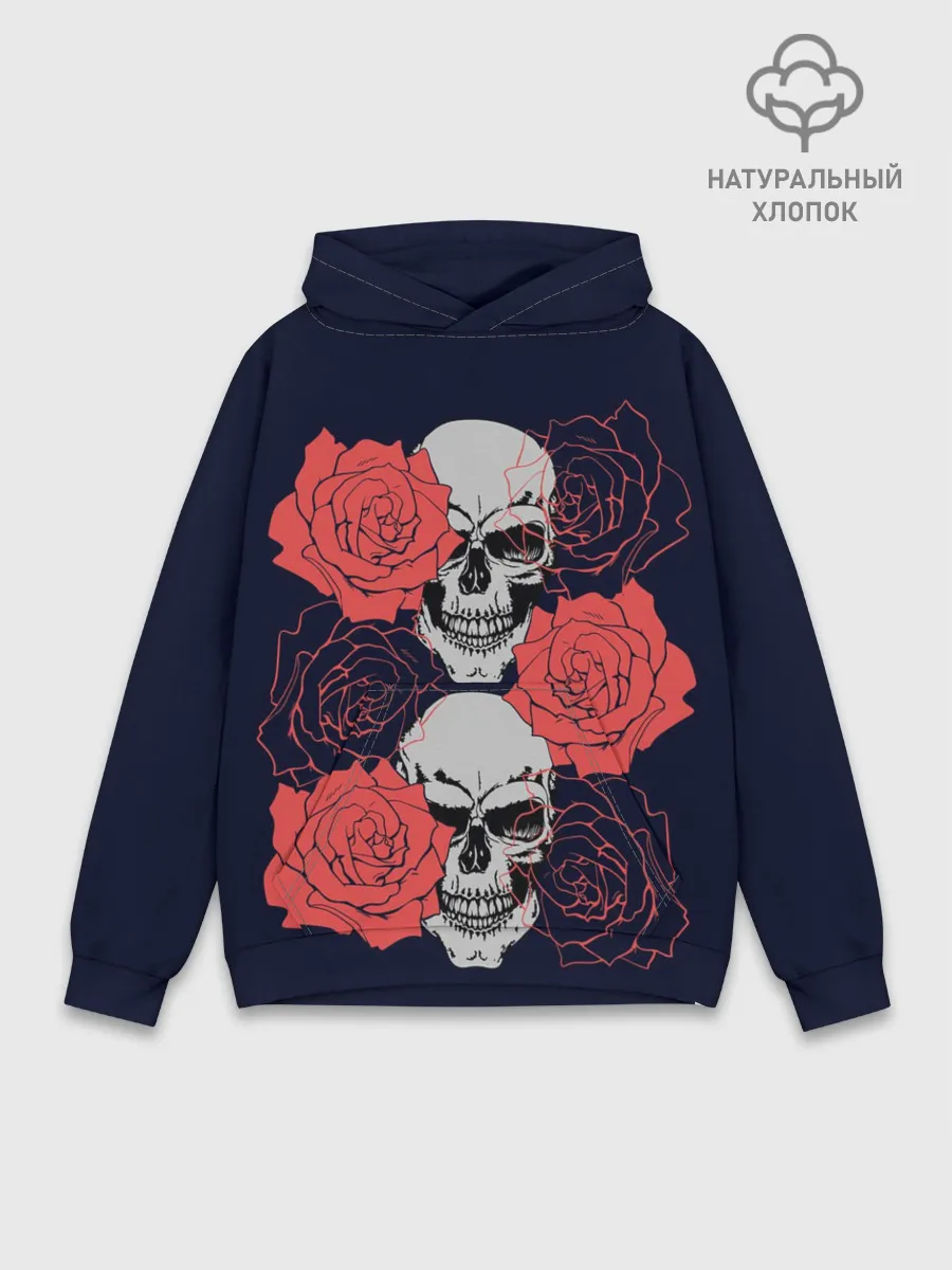 Худи мужской база хлопок / Rose Skull