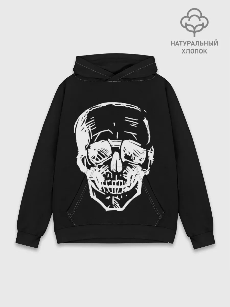 Худи мужской база хлопок / Скетч Черепа