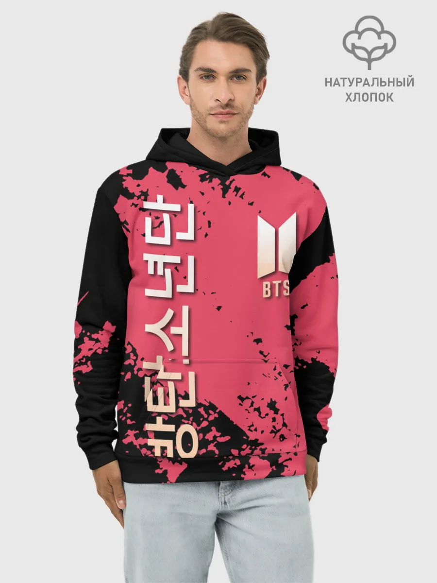 Худи мужской база хлопок / BTS LOGO / БТС ЛОГОТИП