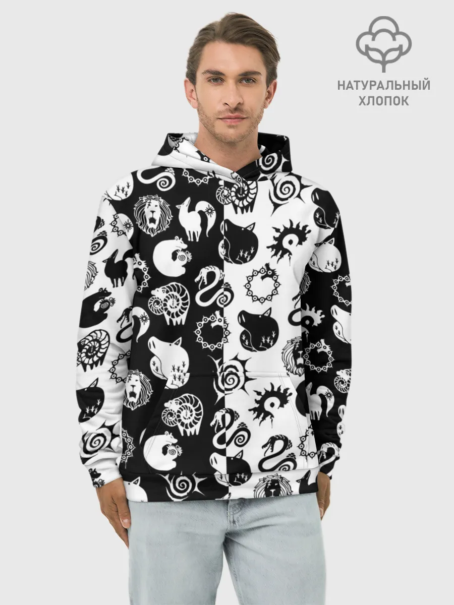 Худи мужской база хлопок / ЭМБЛЕМЫ 7 СМЕРТНЫХ ГРЕХОВ