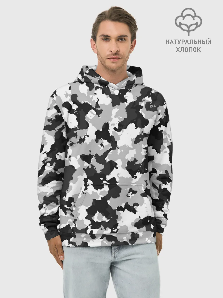 Худи мужской база хлопок / Холодный камуфляж