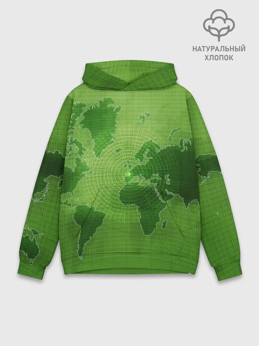 Худи мужской база хлопок / Карта мира