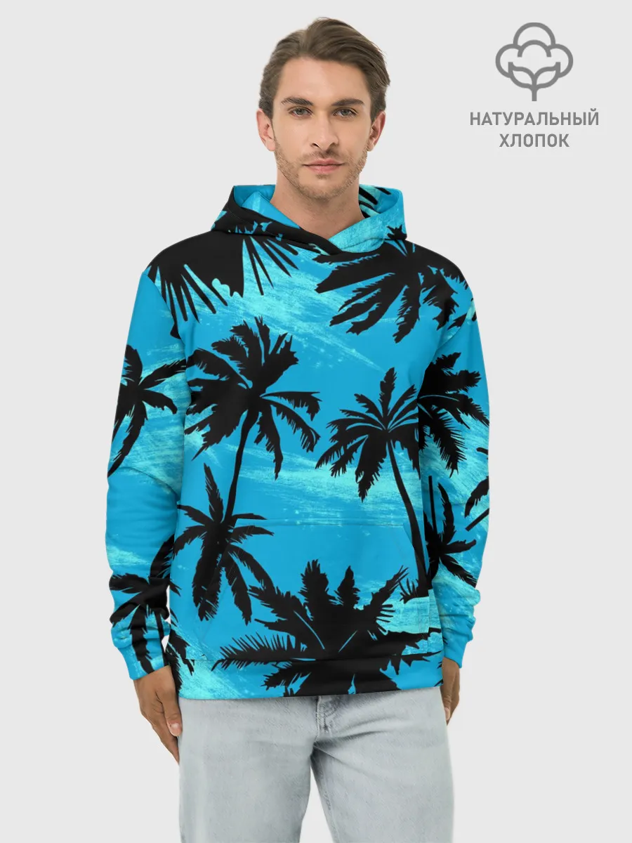 Худи мужской база хлопок / Пальмы в Горизонте