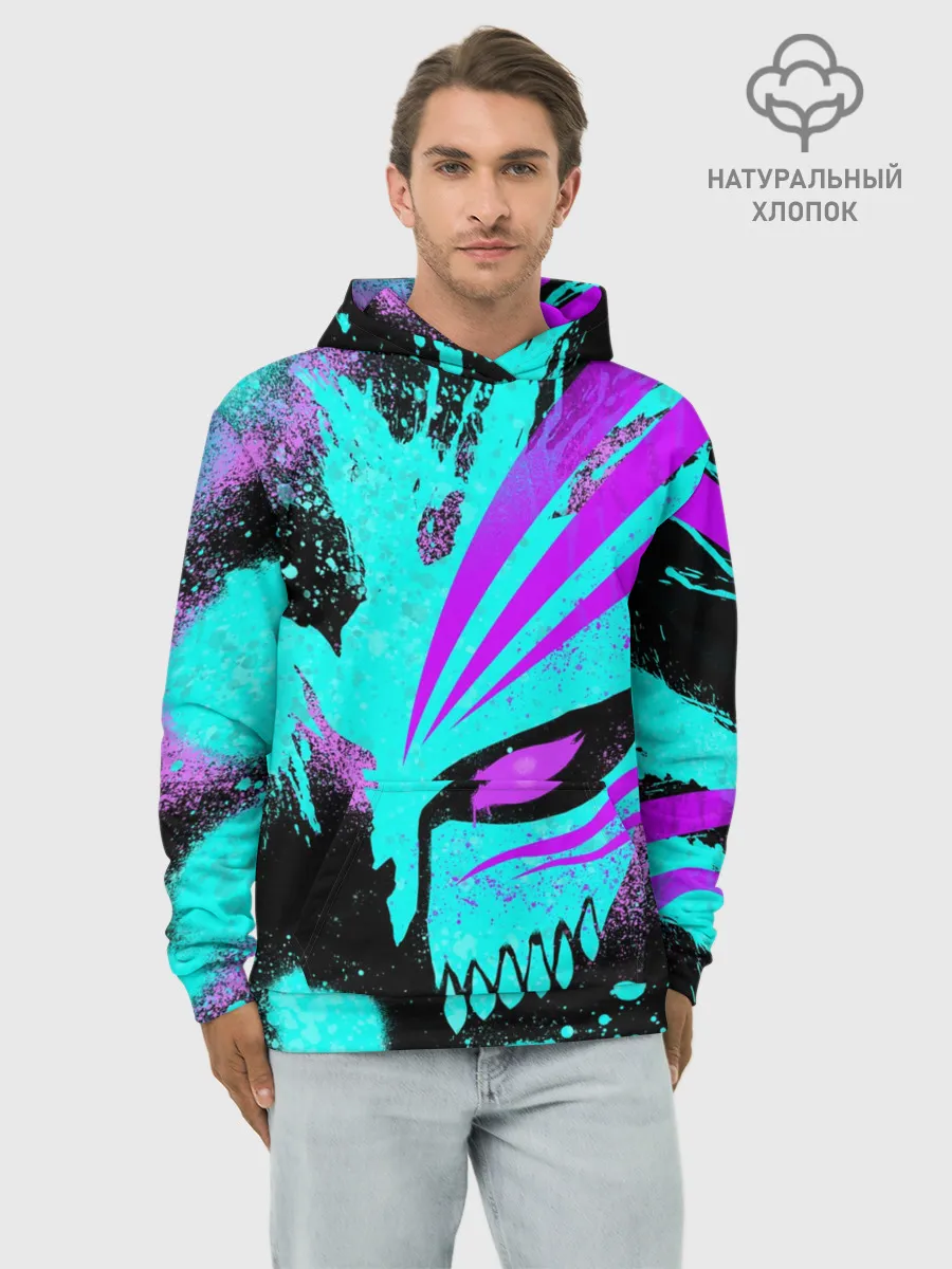 Худи мужской база хлопок / БЛИЧ МАСКА ПУСТОГО НЕОН