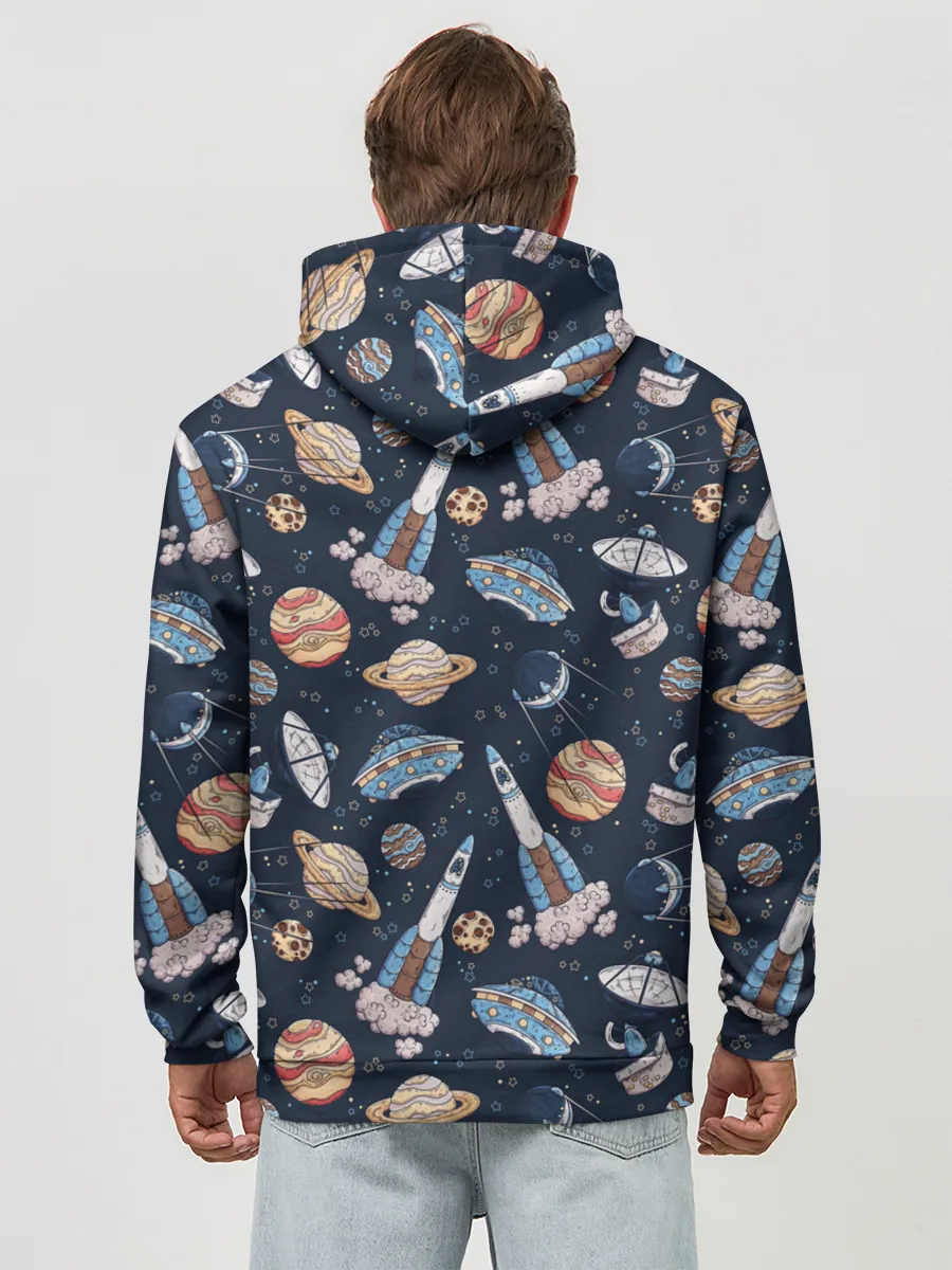 Худи мужской база хлопок / Корабли, планеты и спутники
