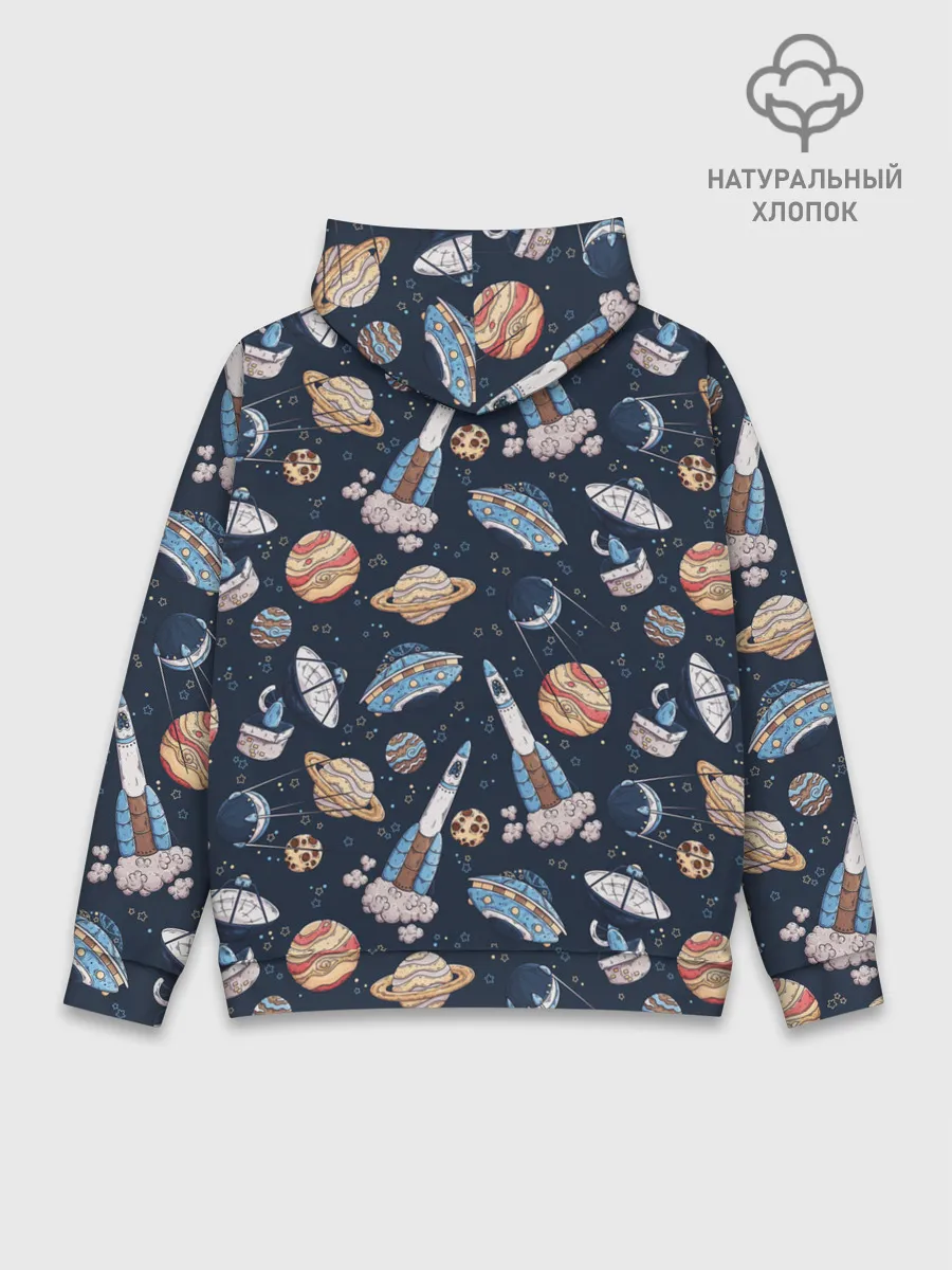 Худи мужской база хлопок / Корабли, планеты и спутники