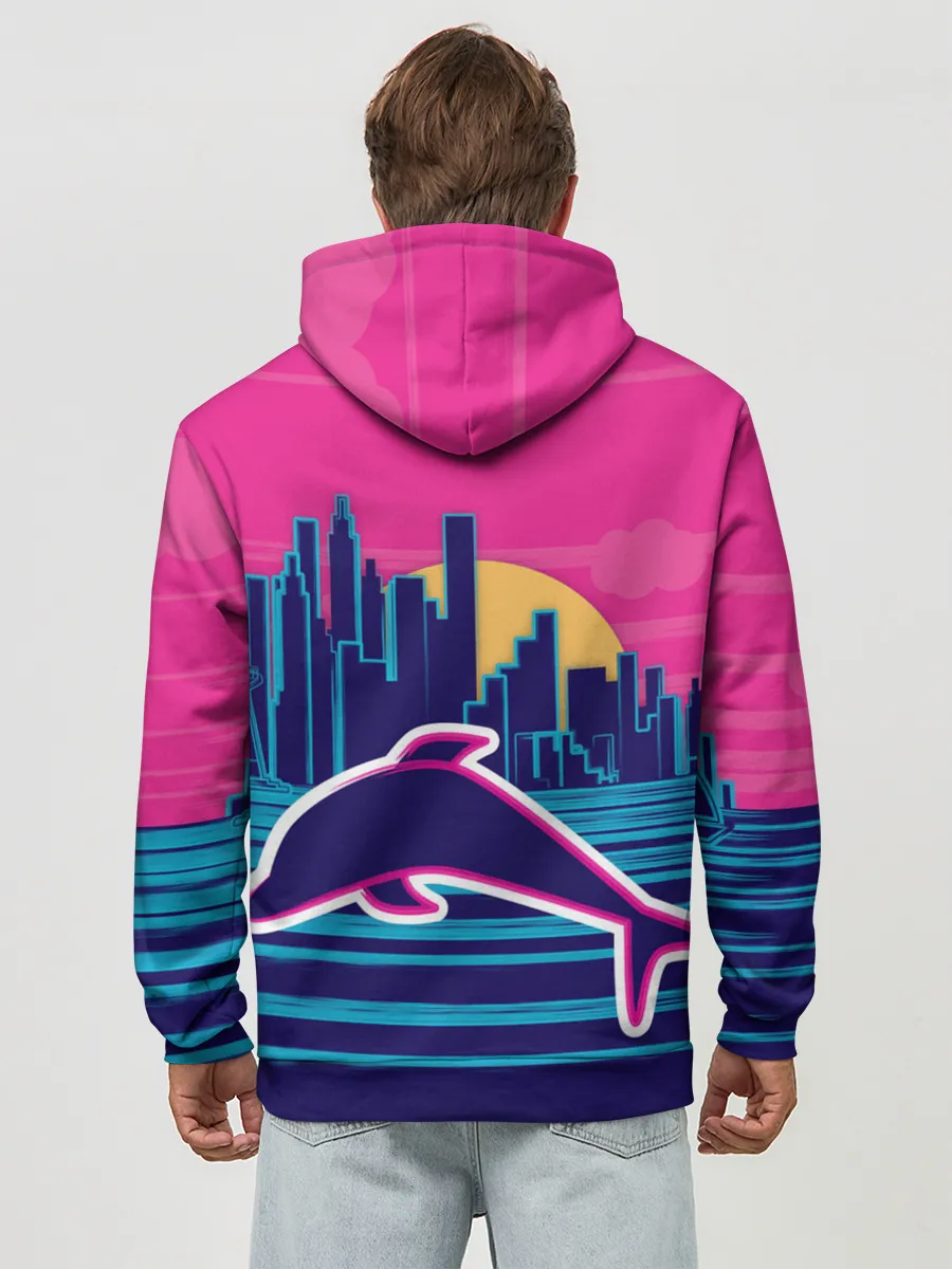 Худи мужской база хлопок / Ретро дельфин