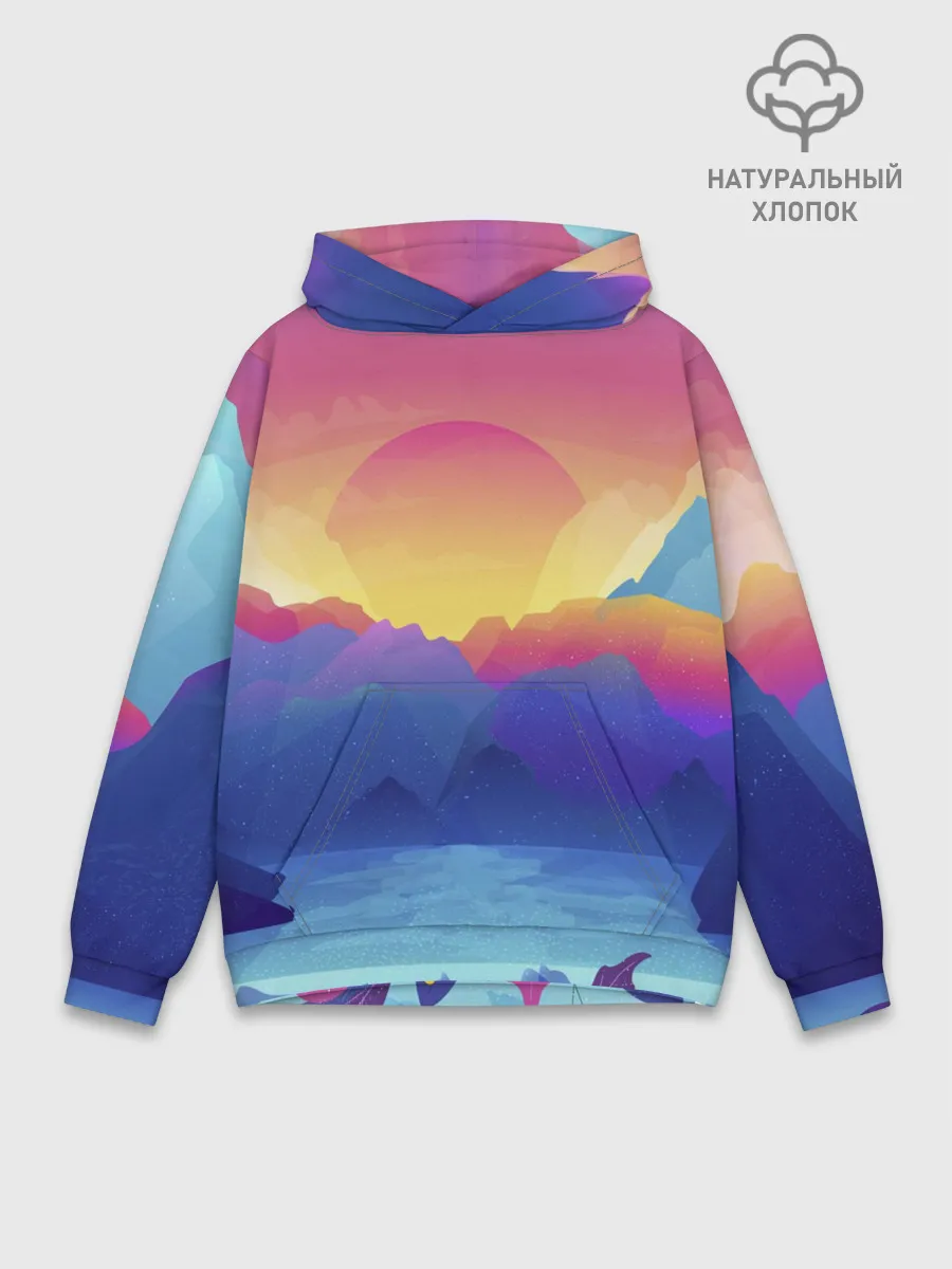Худи мужской база хлопок / Красочные Горы
