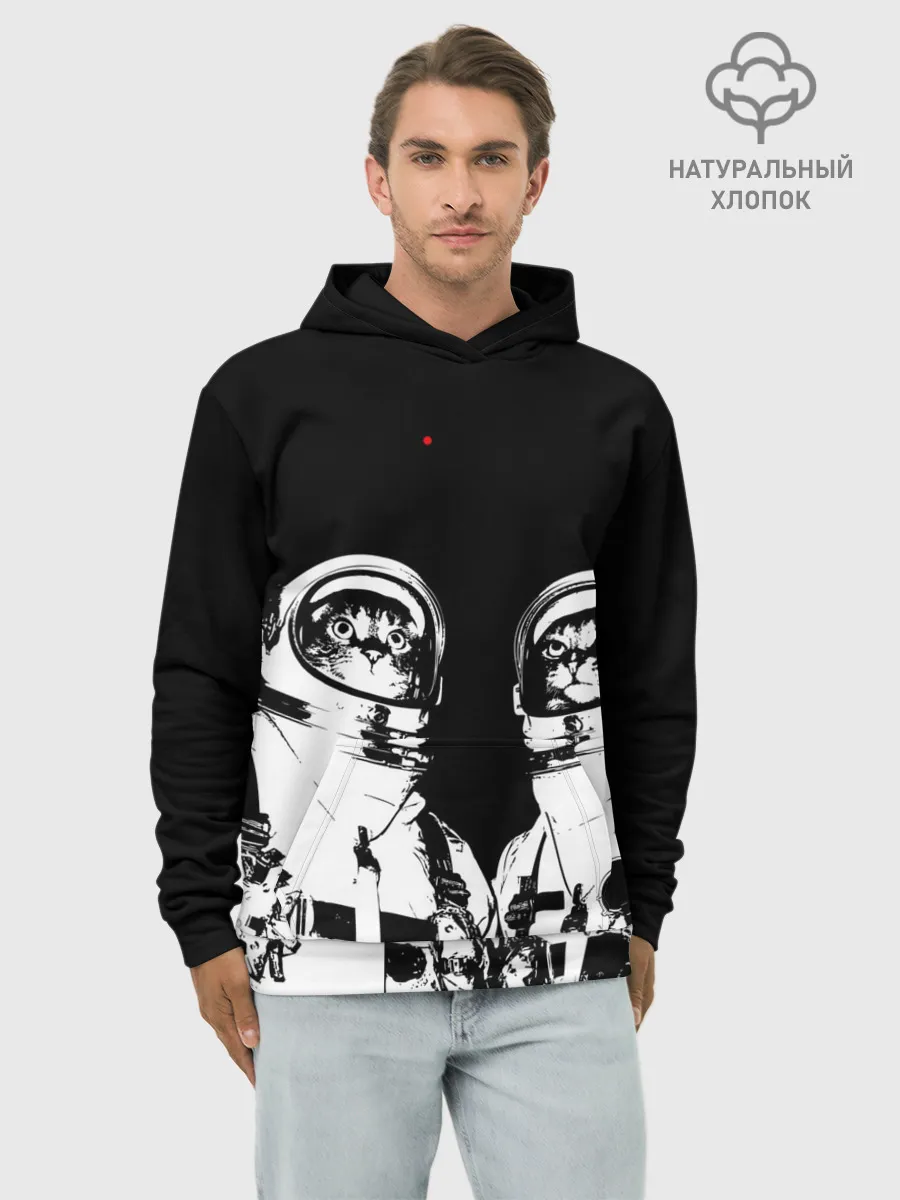 Худи мужской база хлопок / Коты Космонавты