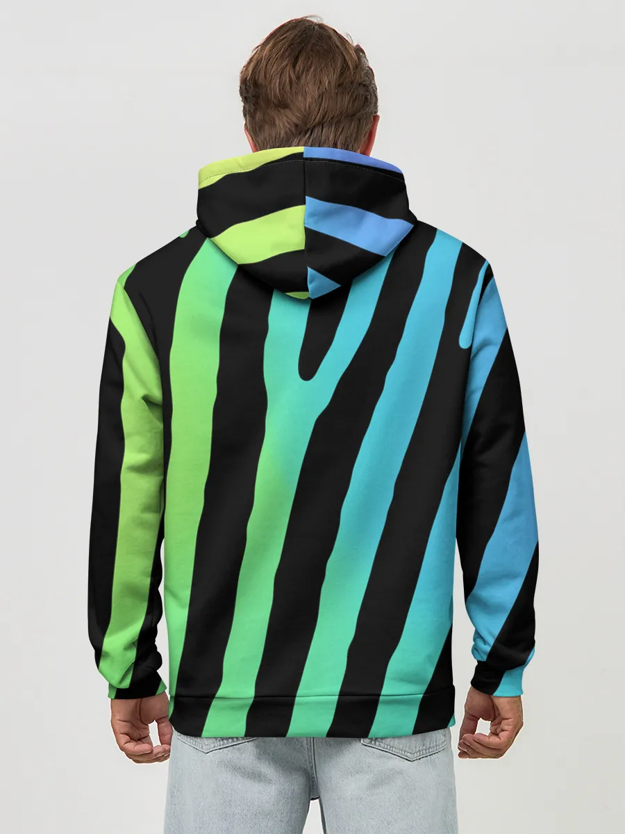 Худи мужской база хлопок / Радужная зебра