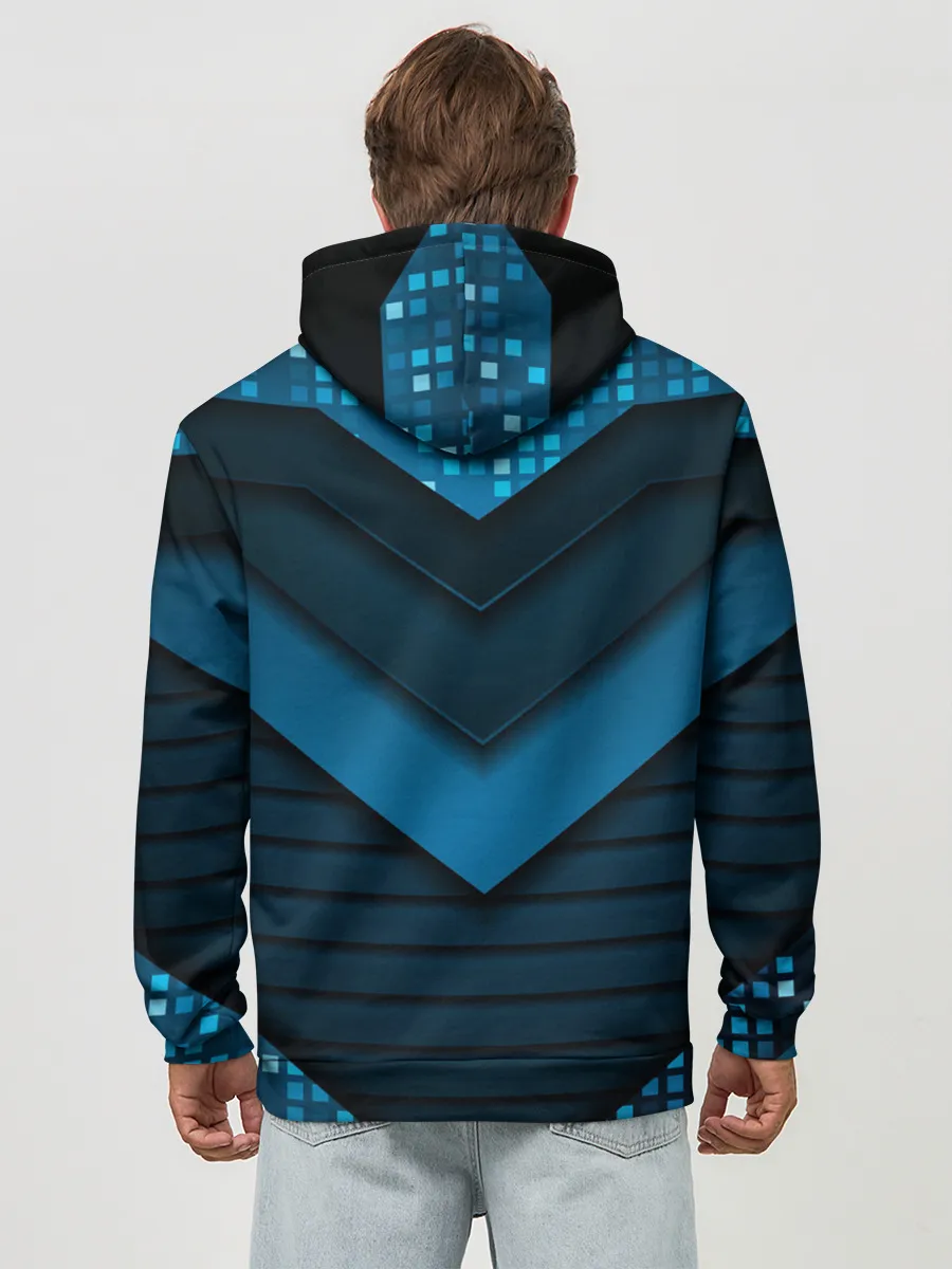 Худи мужской база хлопок / 3D luxury blue abstract