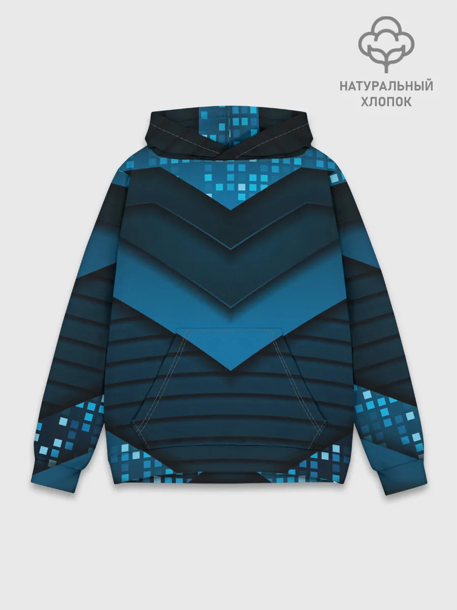 Худи мужской база хлопок / 3D luxury blue abstract