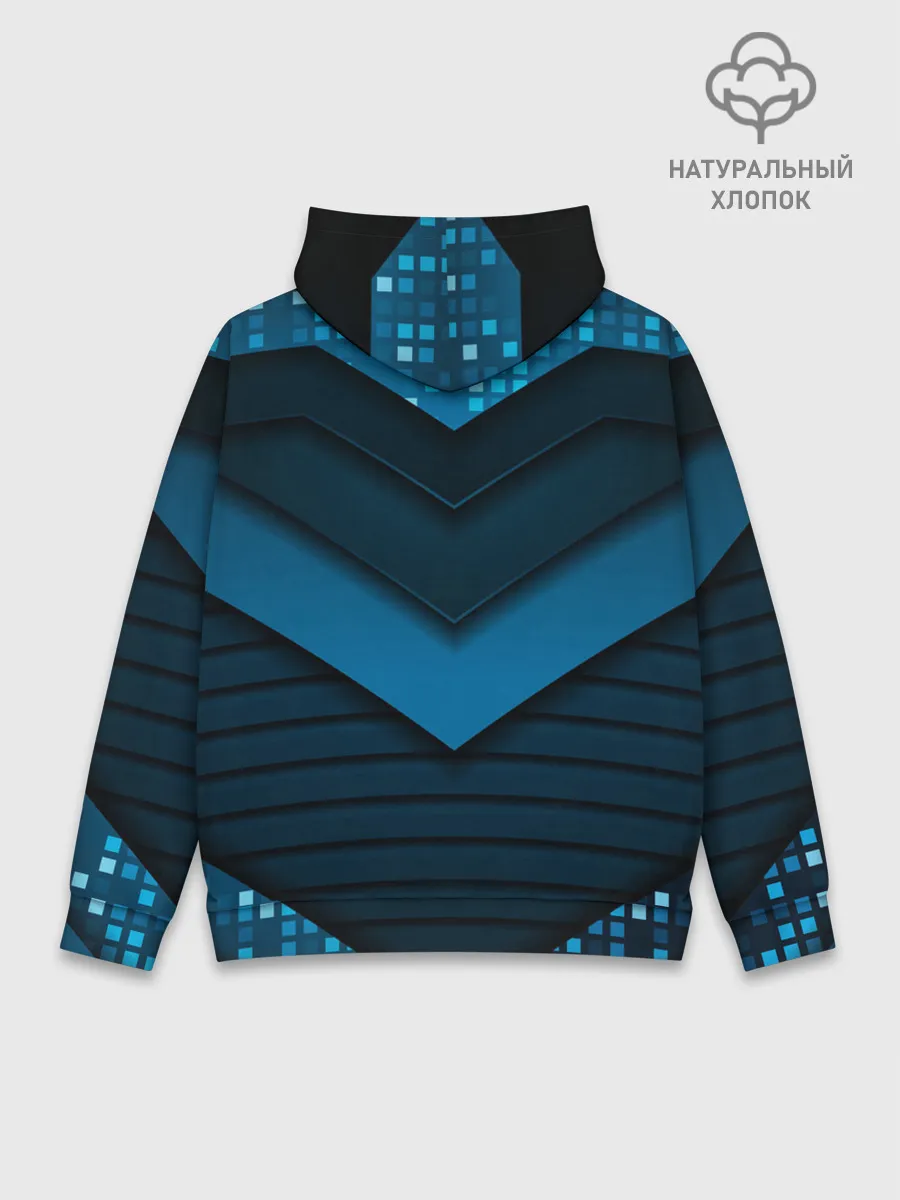 Худи мужской база хлопок / 3D luxury blue abstract