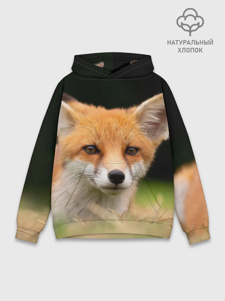 Худи мужской база хлопок / Мордочка лисицы