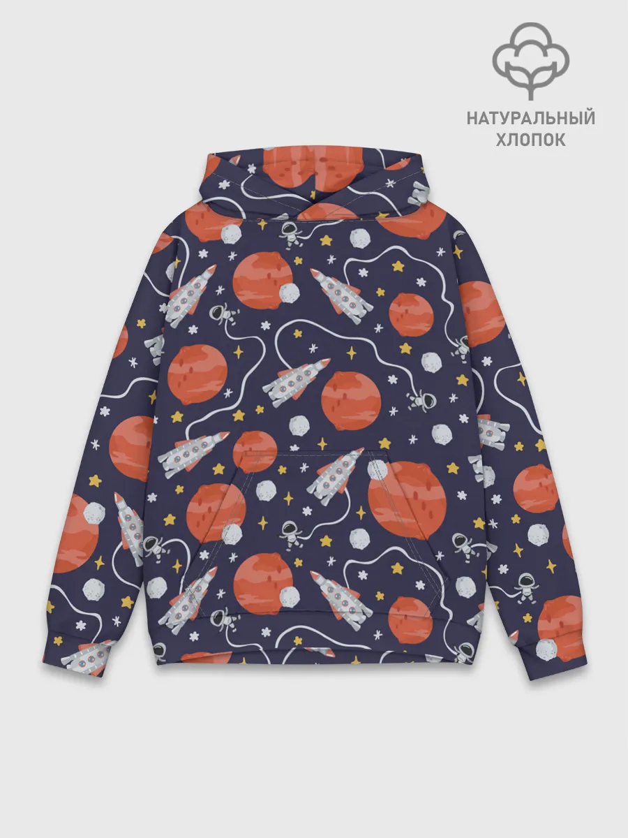 Худи мужской база хлопок / Корабли, планеты и спутники