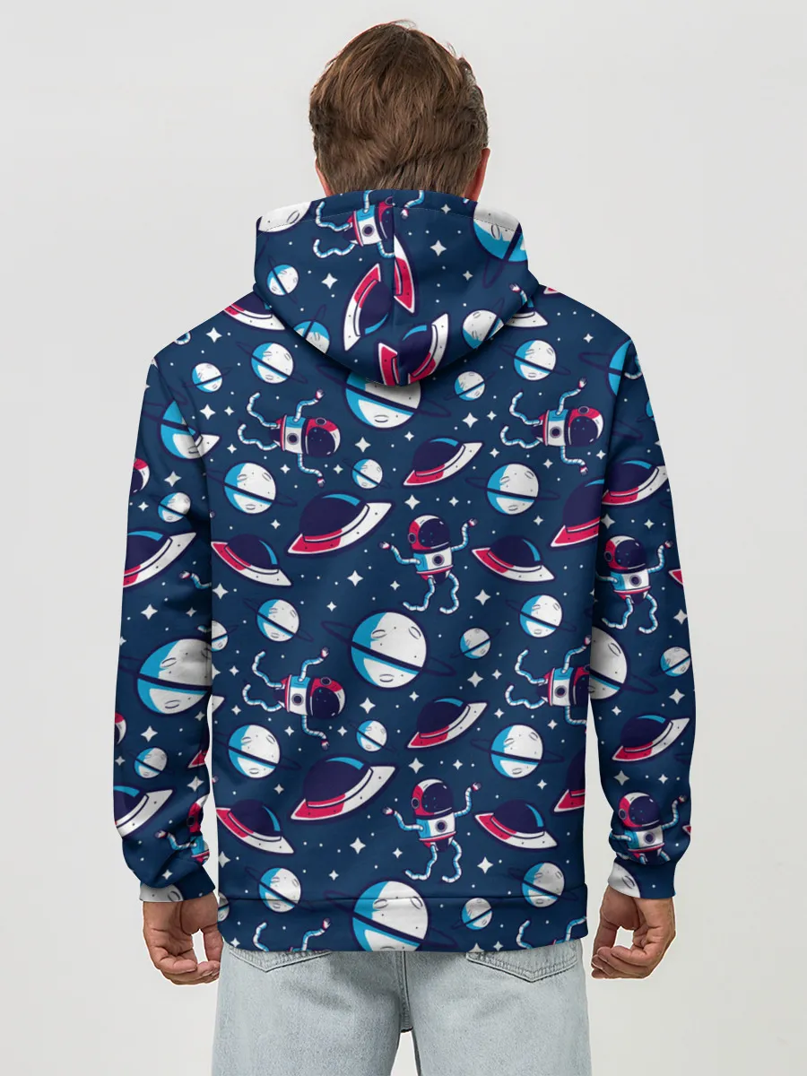 Худи мужской база хлопок / Космонавты, планеты и нло