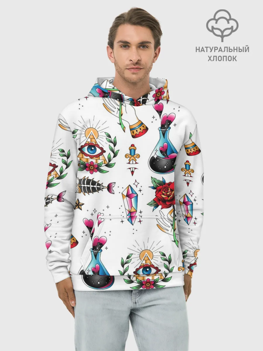 Худи мужской база хлопок / Old school tattoo