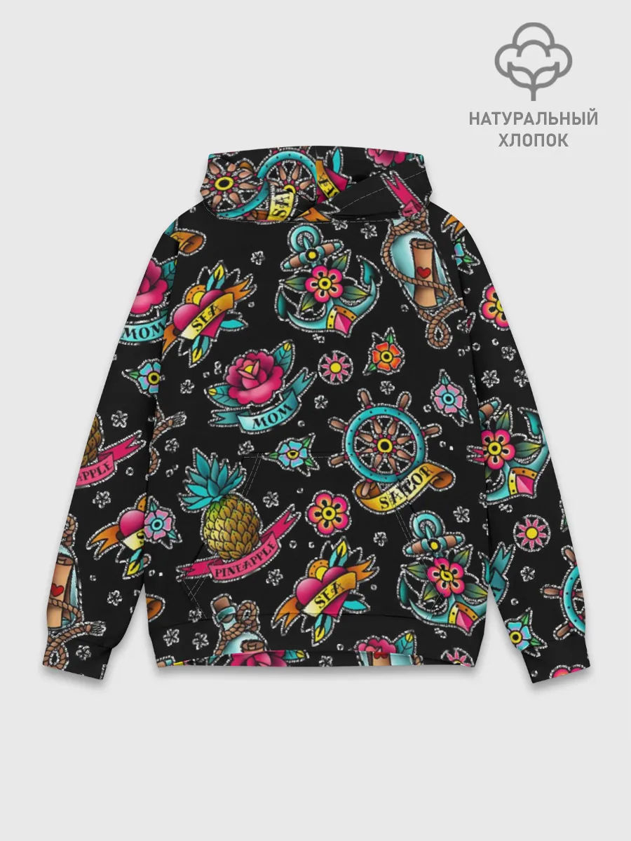 Худи мужской база хлопок / Old school Sailor