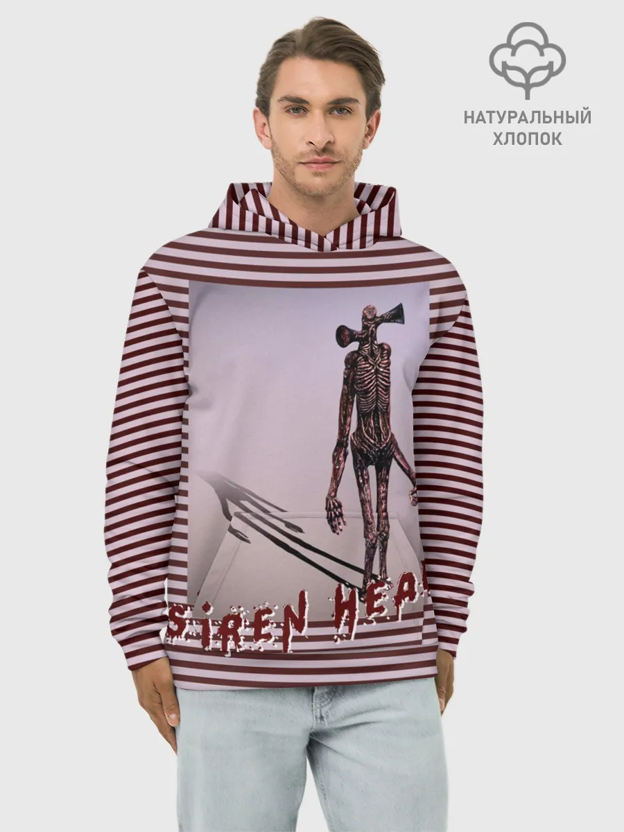 Худи мужской база хлопок / Сиреноголовый Полосатый
