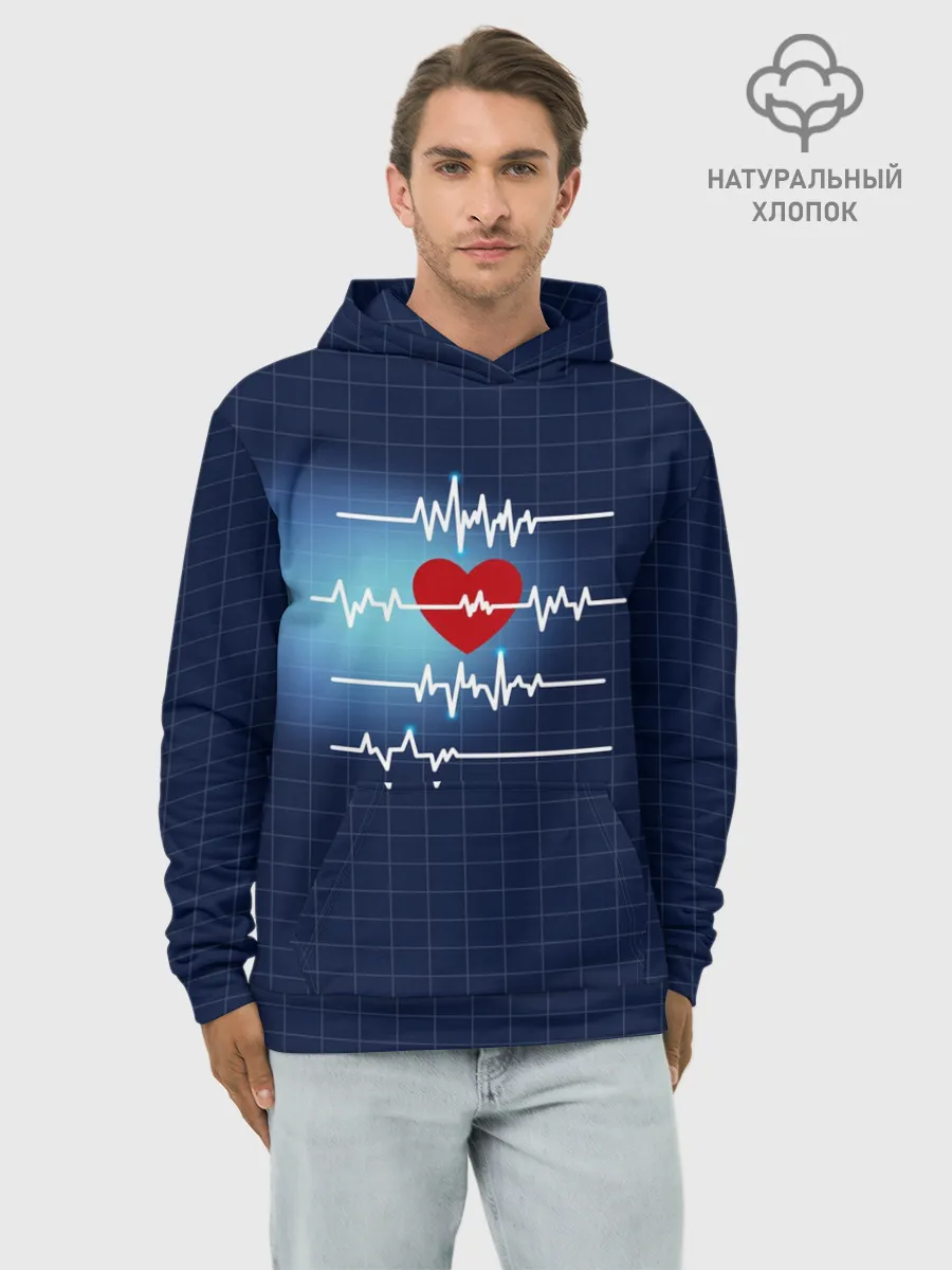 Худи мужской база хлопок / Ритм Сердца