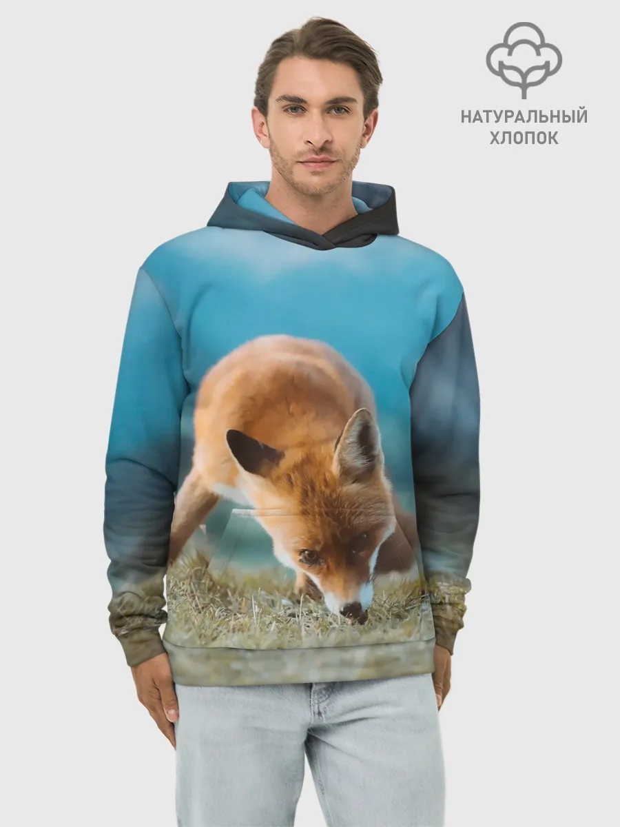 Худи мужской база хлопок / Милая лисичка
