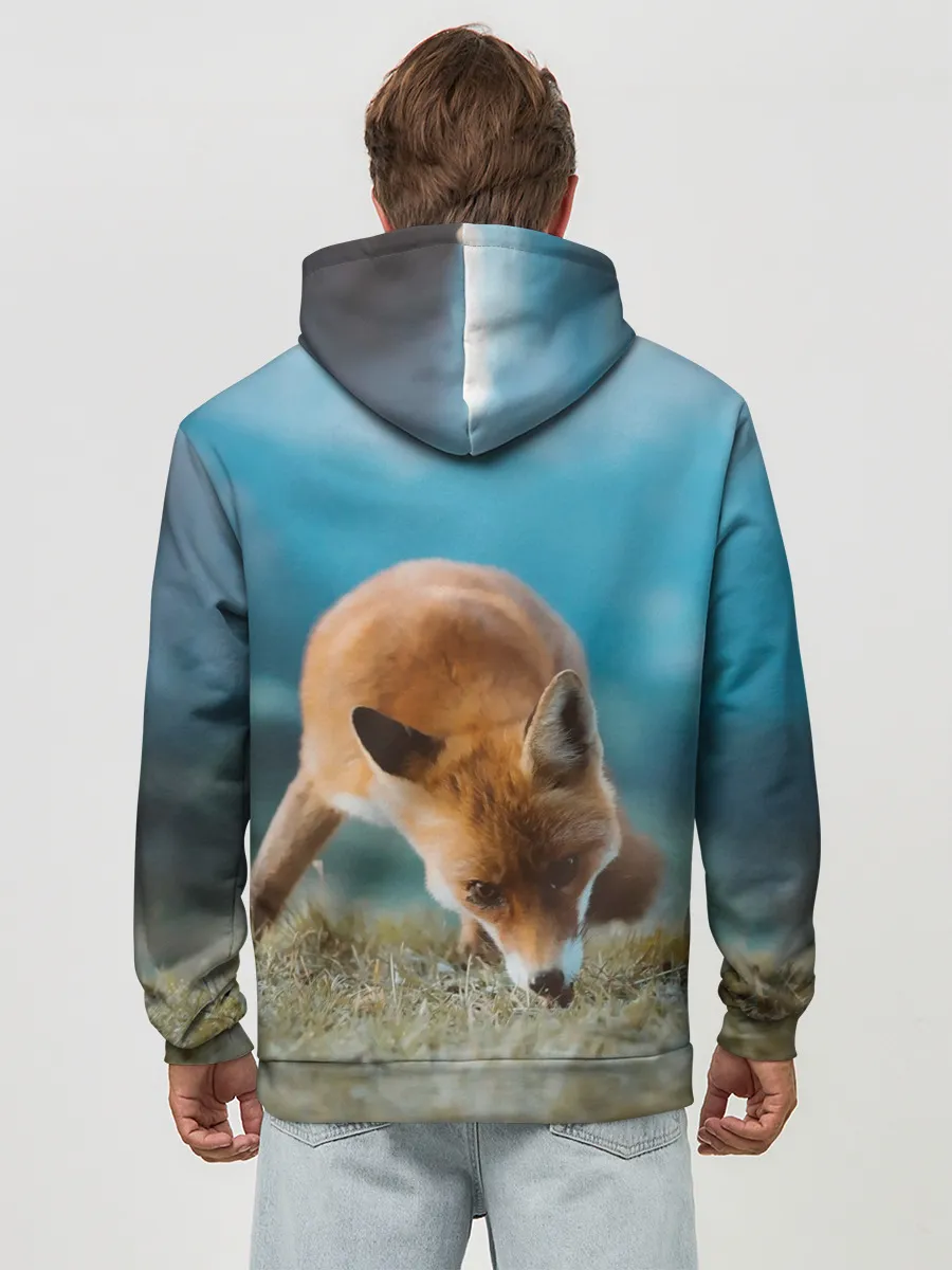 Худи мужской база хлопок / Милая лисичка