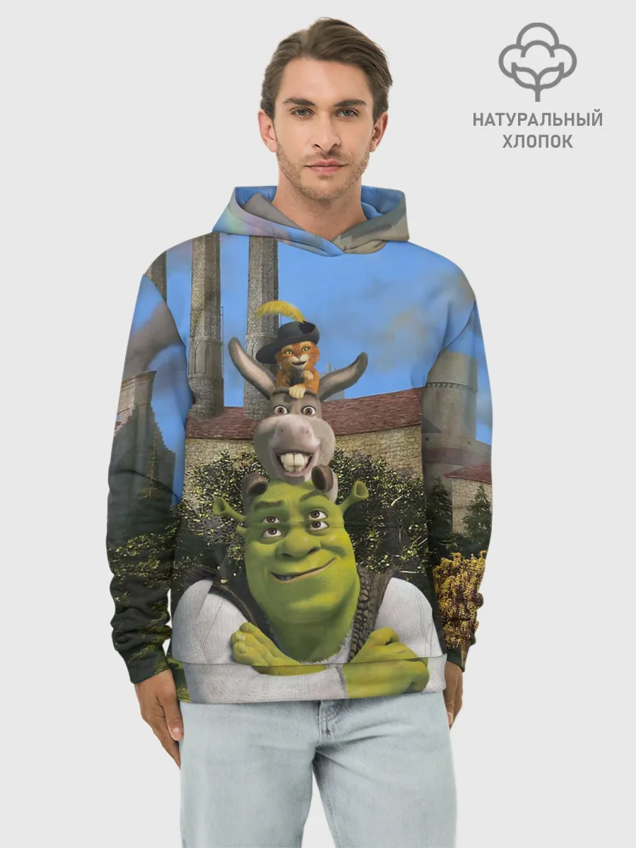 Худи мужской база хлопок / Шрек, Кот и Осёл