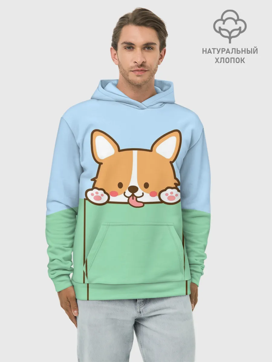 Худи мужской база хлопок / Милый Корги