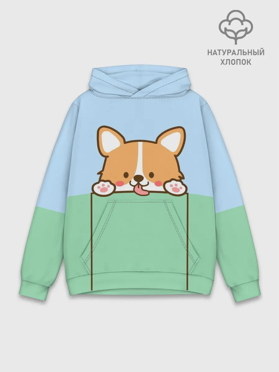 Худи мужской база хлопок / Милый Корги