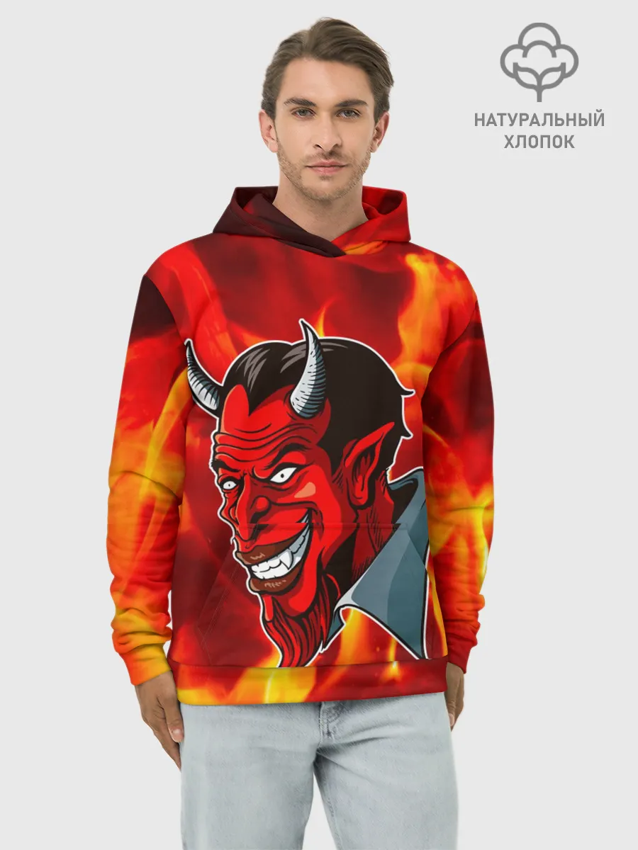 Худи мужской база хлопок / The devil is on fire