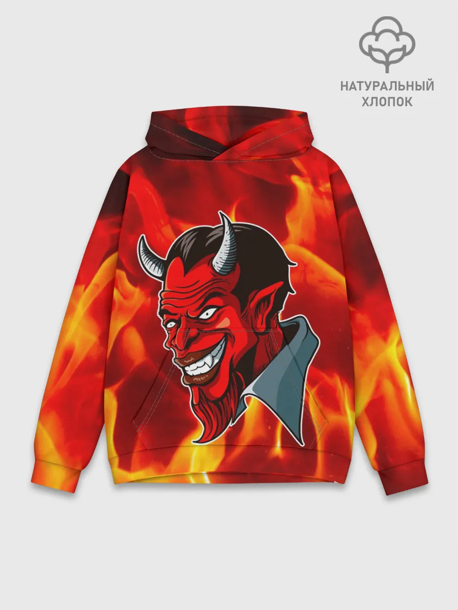 Худи мужской база хлопок / The devil is on fire