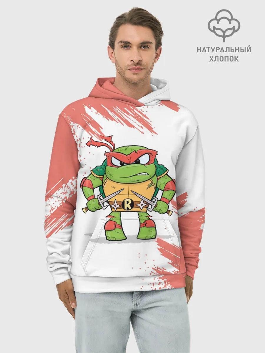Худи мужской база хлопок / ЧЕРЕПАШКИ НИНДЗЯ - РАФАЭЛЬ