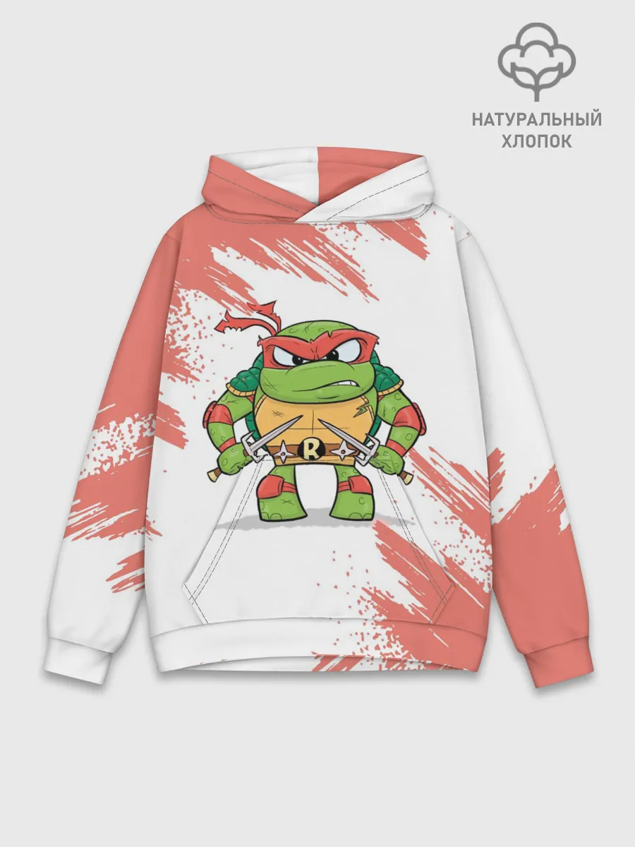 Худи мужской база хлопок / ЧЕРЕПАШКИ НИНДЗЯ - РАФАЭЛЬ