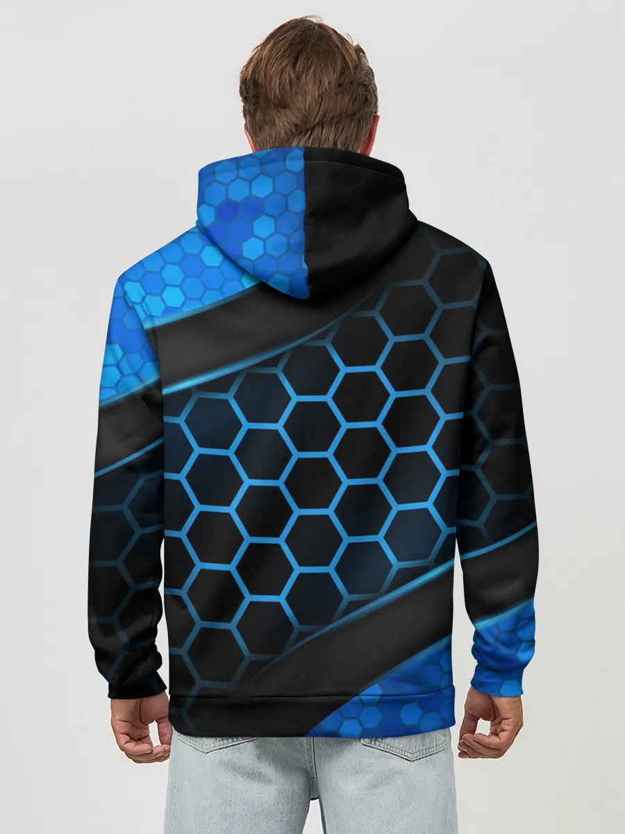 Худи мужской база хлопок / 3D luxury blue 3Д СОТЫ и плиты