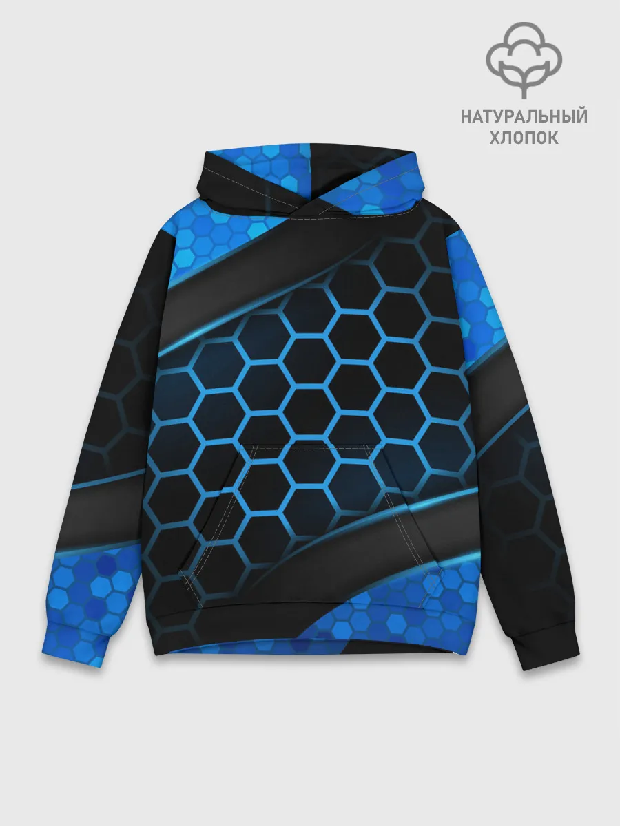 Худи мужской база хлопок / 3D luxury blue 3Д СОТЫ и плиты