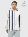 Худи мужской база хлопок / Белые и синие полосы | Stripes