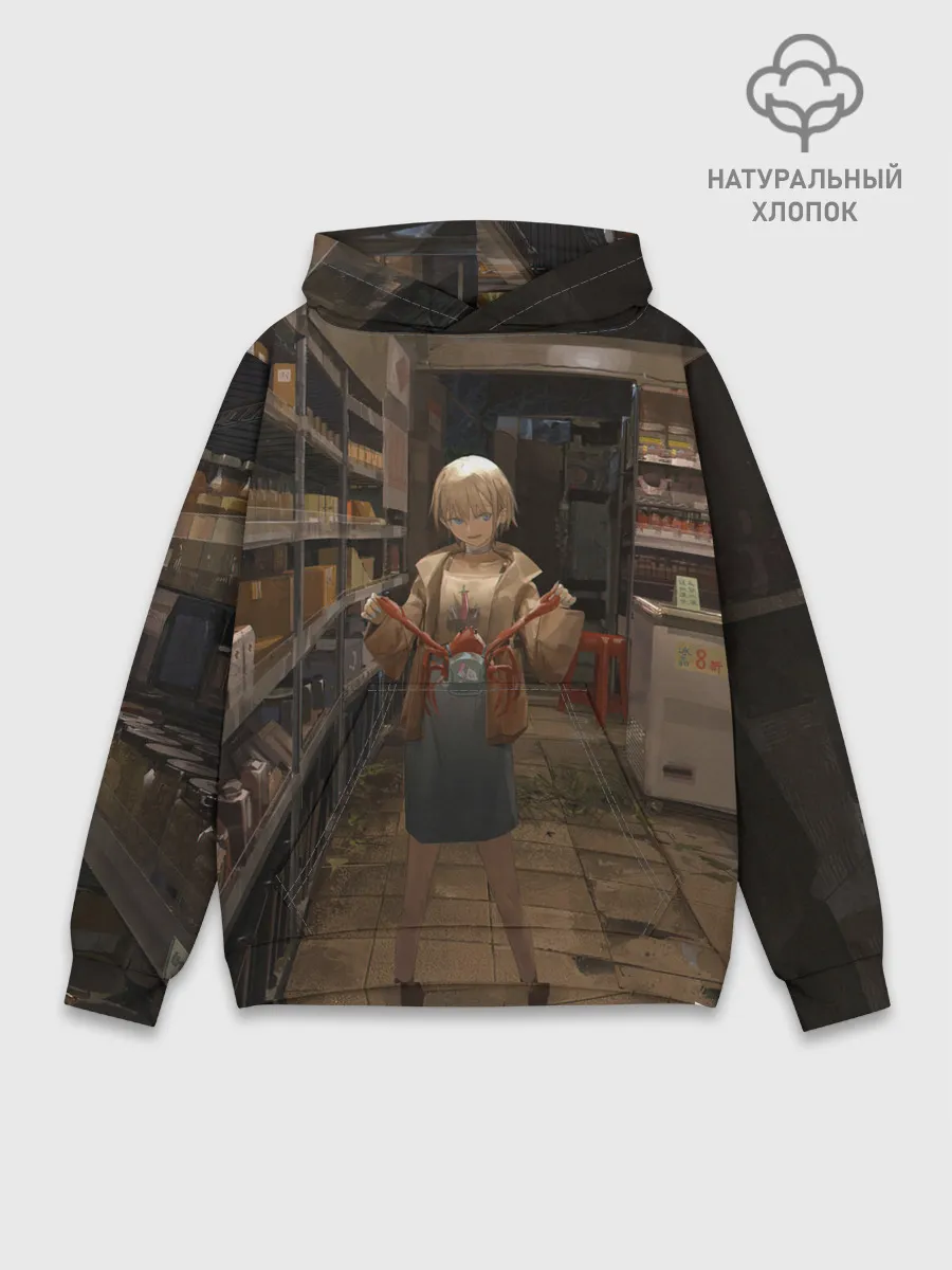 Худи мужской база хлопок / Girl with crab