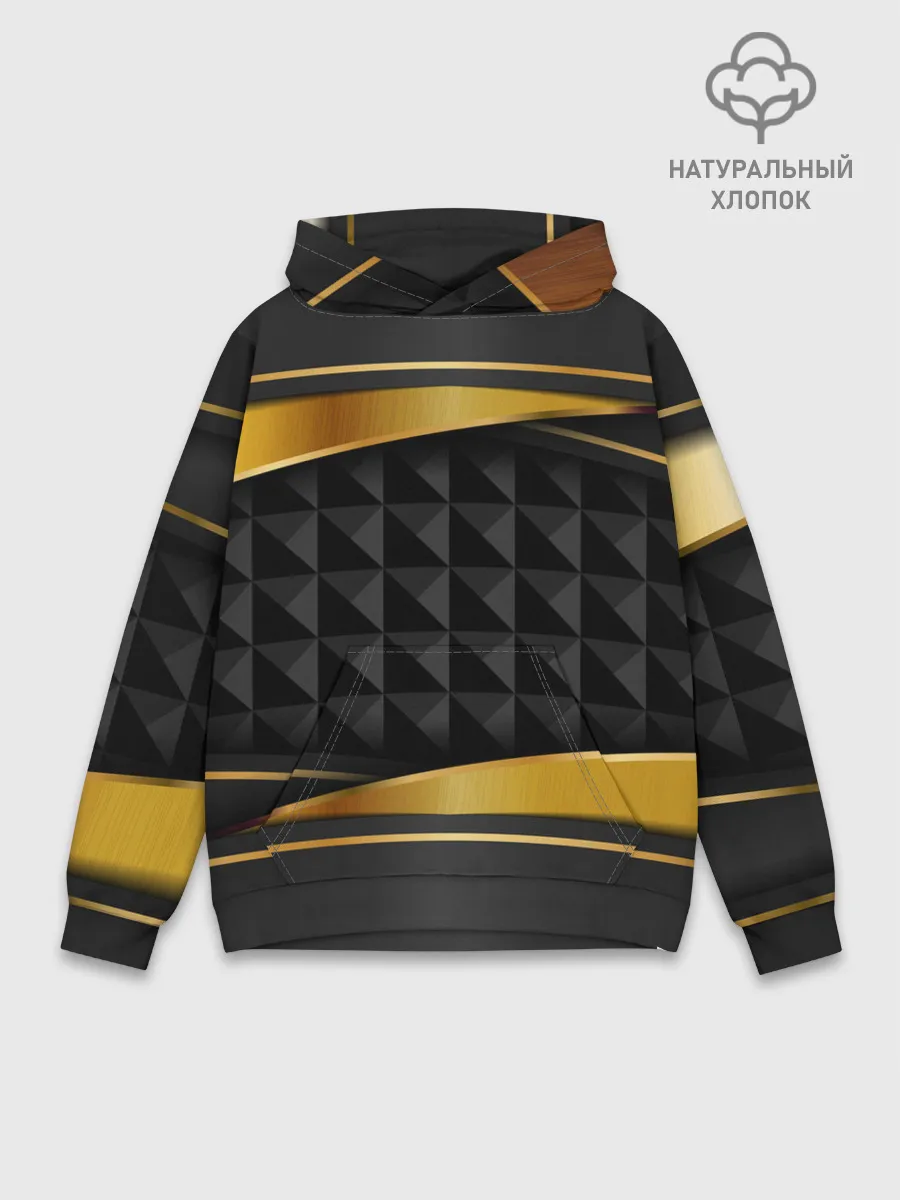 Худи мужской база хлопок / 3D luxury black gold Плиты 3Д