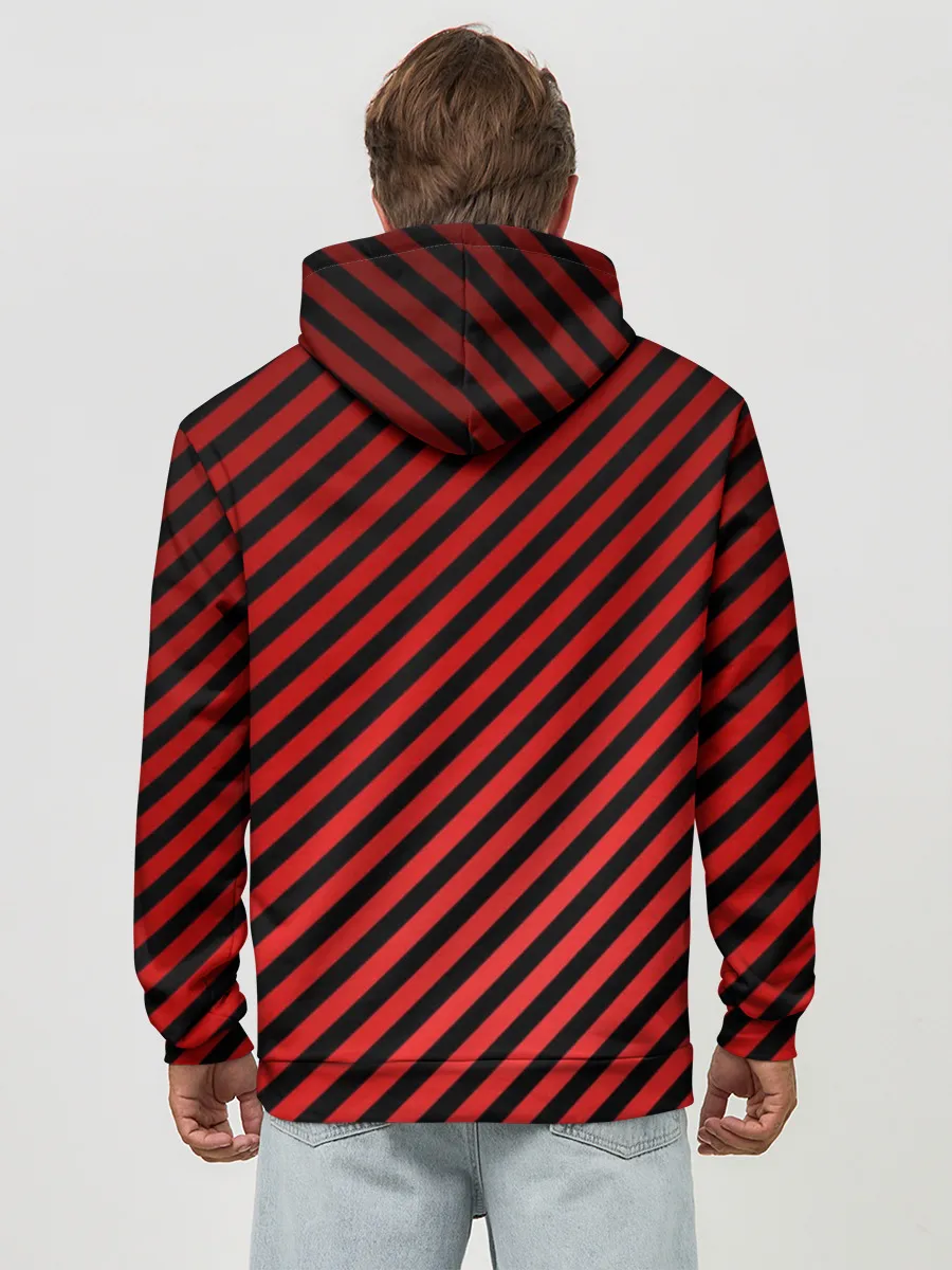 Худи мужской база хлопок / Красные полосы