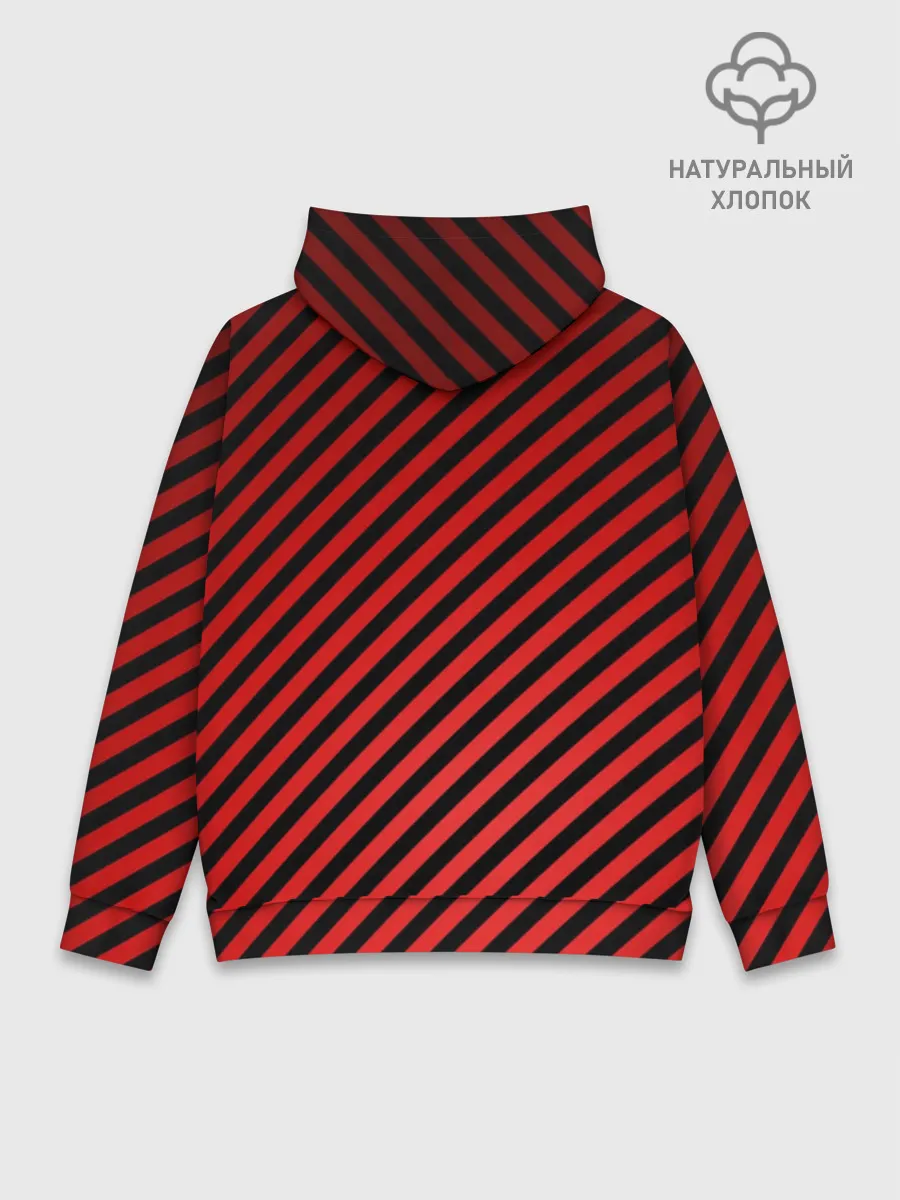 Худи мужской база хлопок / Красные полосы